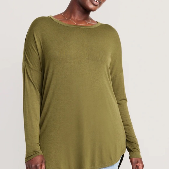 NWT OLD NAVY Luxe Long-Sleeve Tunic T-Shirt Color: Pasture Present - Picture 5 of 9